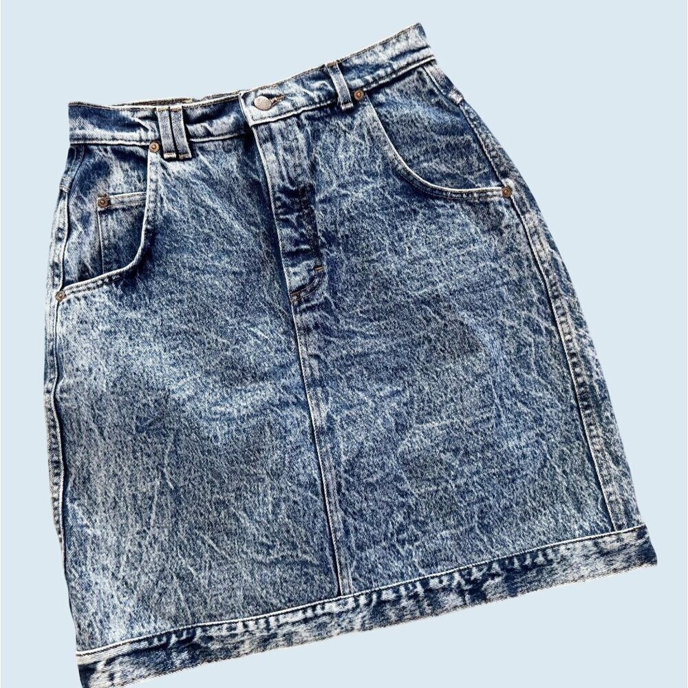 Vintage LEE Acid Washed Denim Skirt 1980s / 1990s Size 27